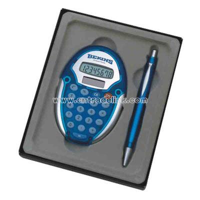 modern oval calculator and pen set