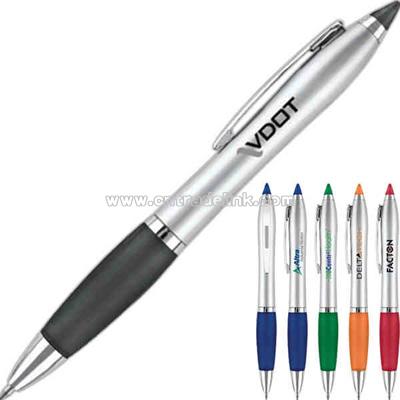 stylus point plastic pen with rubberized grip