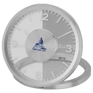 transparent desk and wall clock