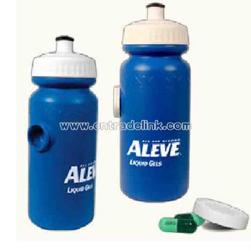 water bottle with pill holder on the side